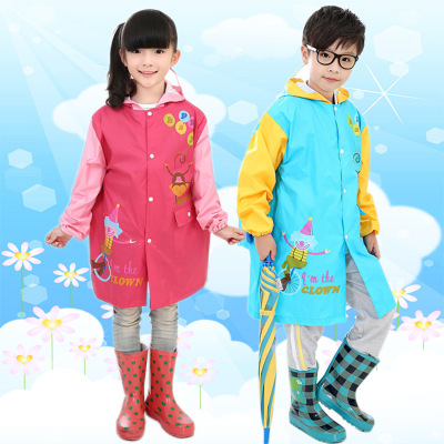 Korean Children's Raincoat Thickened Nylon Cartoon Fashion Raincoat Primary School Students with Schoolbag Seat Boys and Girls Poncho Customization