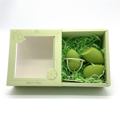 Big Sale Avocado Matcha Green Fruit Series Gourd Water Drop Oblique Cut 3-Piece Set Beauty Blender Powder Puff Gift Set