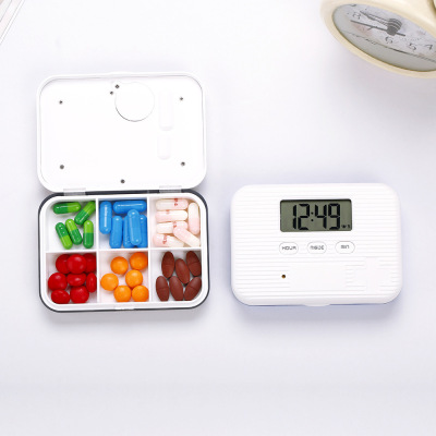 Electronic Timing Reminder Small Medicine Box Portable Mini One Week Separately Sorted Pill Box Airtight Pill Box Take It with You Pill