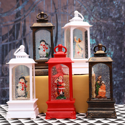 New Christmas Snow Wishing Music Box Storm Lantern Decoration Portable Barn Lantern Shopping Mall Hotel Bar Set Props