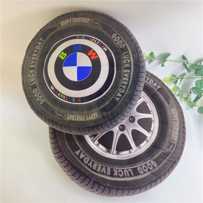 Factory Direct Sales Simulation BMW Car Supplies Tire Plush Toy Cushion Pillow for Drawing and Sample Customization