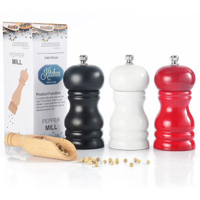 Solid Wood Pepper Grinder Manual Pepper Grinder Black Pepper Seasoning Bottle Pepper Pu Paint Pepper Mill