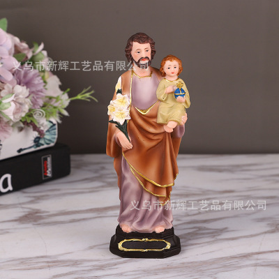 Catholic Export Exquisite Resin Decorations Saint Joseph Ruose Holding Icon of Jesus in Stock Wholesale