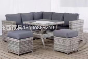 Courtyard Leisure Sofa Garden Modern Minimalist Outdoor Sun Protection Aluminum Rattan Tea Table Combination Rattan Sofa