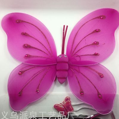 Little Girl's Toy Children Props Princess Fairy Magic Wand Butterfly Three-Piece Set Light-Emitting Butterfly Angel Wing