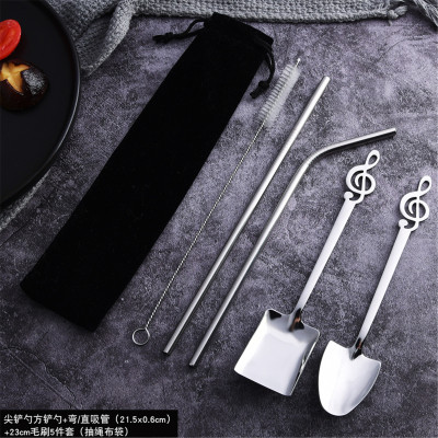 304 Stainless Steel Note Spoon Coffee Spoon Stirring Spoon Mug Spoon Music Bar Ice Bar Creative Gift Spoon