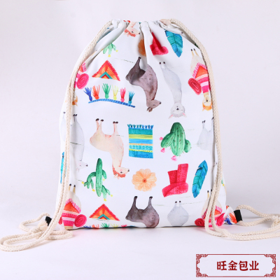 Cute Cute Animal Printing Decoration Drawstring Bag Drawstring Backpack Sports Outdoor Drawstring Simple Buggy Bag