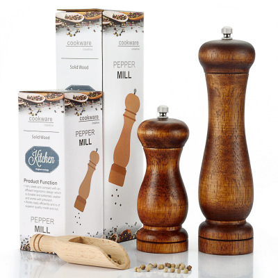 Cross-Border Supply Pepper Grinder Amazon New Solid Wood Manual Pepper Mill Black Pepper Peppercorn Grinder Grinder