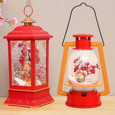 2020 New Year God of Wealth Snow Music Storm Lantern Home Window Decorative Ornament New Year Gift
