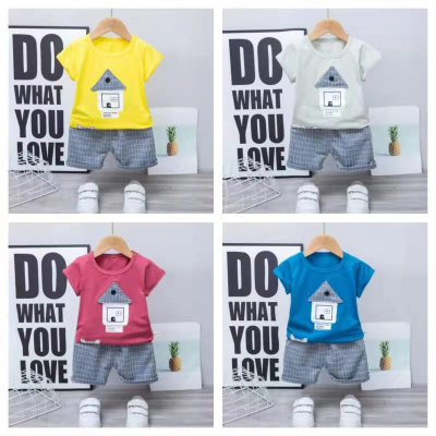 2021 spring cotton children's 1-5 years old short sleeve T-shirt set four sizes and four colors wholesale