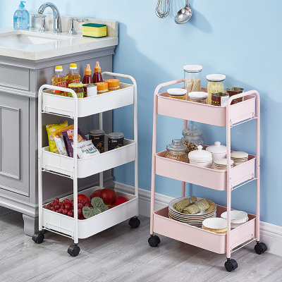 Iron Storage Mobile Cart Children's Toys Baby Products Storage Rack Bedroom Kitchen Storage Rack