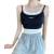SuspenderNiche Wear Short Stitching Navel Beautiful Back Wrapped Chest Ins Style Contrast Color Bottoming Chest Pad Vest