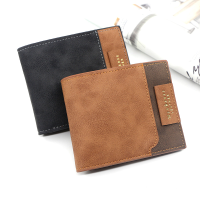 Menbense New Men's Short Wallet Frosted Bronzing Printed Tri-Fold Bag Loose-Leaf Men's Short Wallet