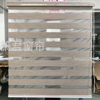 Factory Direct Sales Customized Artificial Linen Shading Double-Layer Roller Shade Thickened Waterproof Manual Soft Gauze Curtain Louver Curtain