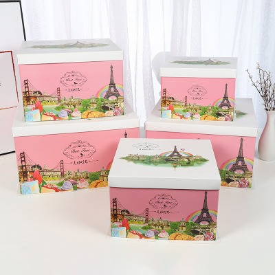 Good Time Creative Printing Paper Three-in-One Birthday Cake Box Thickened Baking Box Wholesale