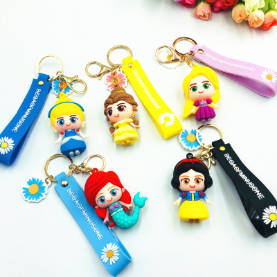 Hot Trend PVC Three-Dimensional Princess Mermaid Series Keychain Pendant Bag Car Pendant Cute Gift