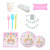 Cross-Border Products in Stock 114 Unicorn Plate Cup Tissue Tablecloth Suit Tableware Birthday Party