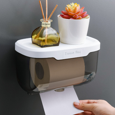 Toilet Tissue Box Double-Layer Storage Rack Punch-Free Household Creative Wall Hanging Tissue Storage Box