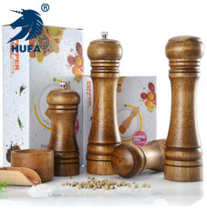 Pepper Grinder Salt Bottle Set Manual Wooden Pepper Mill Powder Bottle Toner Cartridge Saltcellar Seasoning Bottle Two-Piece Set