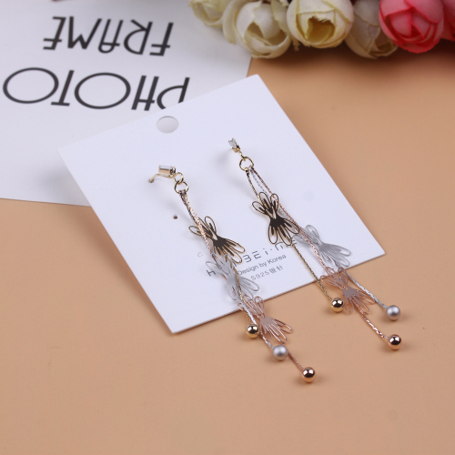 boutique Ornament S925 Silver Needle Anti-Allergy Color Retaining Tassel Earrings Graceful Online Influencer Earrings Internet Celebrity Earrings 