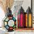 American Country Color Glass Lantern Candlestick Home Decoration Wrought Iron Candlestick Small Lantern Ornaments