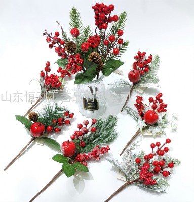 Christmas Berry Chinese Hawthorn Twig Cutting Simulation Pine Needles Pine Cone Accessories Christmas Pine Needle