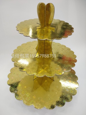 Cake Stand Gold and Silver Three-Layer Cake Stand