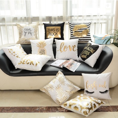 Gilding Pillow Cover Simple Fashion Living Room Sofa Printing Gilded Cushion Amazon Wish Hot Sale without Core