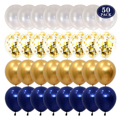 round Retro 50PCs Luminous Blue Set Shimmer Sequins Balloon Decoration Birthday Party Company Anniversary Arrangement