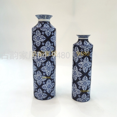 Guyun Factory Store Ceramic Crafts Decorative Flower Vase Blue and White Porcelain Candy Box Home Decoration Supplies