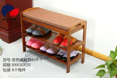 Shoe Changing Stool Cabinet Household European-Style Simple Bamboo Door Try-on Shoe Stool Storage Storage Stool Shoe Rack