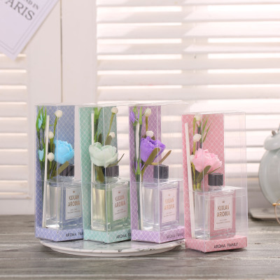 Factory Wholesale Gift Packing Square Bottle Fragrance Rattan Volatile Aroma Home Deodorant Fire-Free Aromatherapy Deodorant