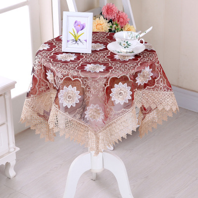 Cross-Border Glass Yarn Embroidered Tablecloth Table Cloth Nightstand Cover Computer Cover Multi-Use Towel round Tablecloth