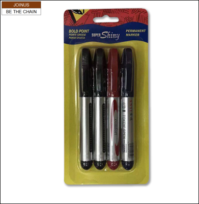 Permanent Marker Pen Bold Point Super Shiny 4pcs AF-3483-7