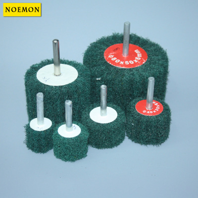 Wholesale Scouring Pad with Handle Sandcloth Grinding Head Green Polishing Pulling Wheel Grinding Head High Quality 20*25*6