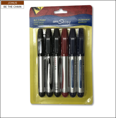 Permanent Marker Pen Bold Point Super Shiny 6pcs AF-3483-1