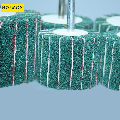 Scouring Pad with Handle Sandcloth Grinding Head Polishing Pulling Wheel Grinding Head with Handle Scouring Pad Wheel Green 100*50*6