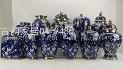 9480 Guyun Home Factory Ceramic Crafts Decoration Vase Blue and White Porcelain Candy Box