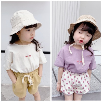 Adbaby Children's Clothing 2021 Summer New Girls' Korean Style Summer Small and Older Children's Short Sleeve T-shirt 20369