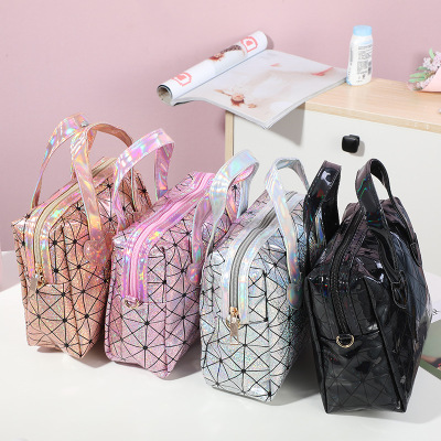 Factory Direct Sales New Plaid Toiletry Storage Cosmetic Bag Carry Embroidery Handbags Wholesale