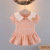 2021 Short Sleeve Girl Baby Cute Stripes Dress Korean Style Cartoon Lapel Dress for Infants and Children Fashion