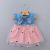 574 Children's Clothing Wholesale Baby Girl Denim Flounced Sleeve Dress Princess Five-Pointed Star Mesh Cute Sweet Dress Consignment