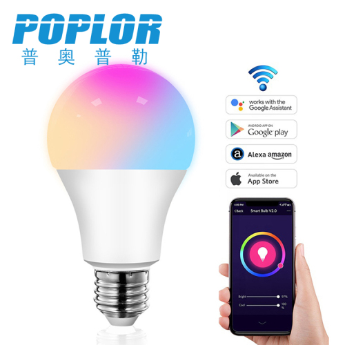 led smart wifi bulb light 9w colorful rgb mobile phone app remote control dimming remote control intelligent voice