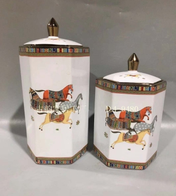 Guyun Home Factory Gold Painting Ceramic Horse Crafts Light Luxury Decoration Handmade High Temperature Vase Candy Jar