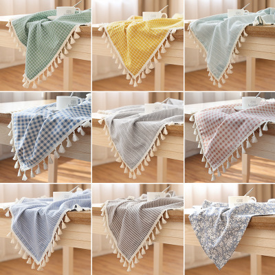 Factory Direct Sales Cotton and Linen Tassel Fabrics Tablecloth Custom Modern Minimalist Tablecloth Coffee Table Cover Towel Rectangular Tablecloth