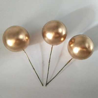 40mm Gold and Silver Color round Ball Birthday Cake Decorative Ornaments Gold Silver round Ball Berry Lunar New Year Flower Decorative Accessories