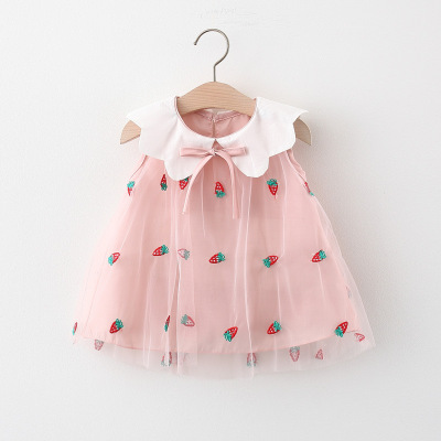 Children's Clothing 2021 New Girls' Dress Summer Baby Girls' Strawberry Mesh Princess Skirt One Piece Dropshipping