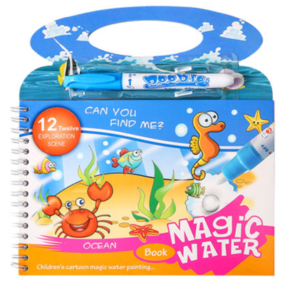 Children's Magic Water Painting Book Water Painting Book Kindergarten Environmental Protection Color Painting Board Graffiti Water Picture Book English Version