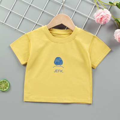 Six Babies Boneless Sewing New Children's Short-Sleeved T-shirt Lycra Cotton 1-5 Years Old Children Solid Color Half Sleeve T-shirt