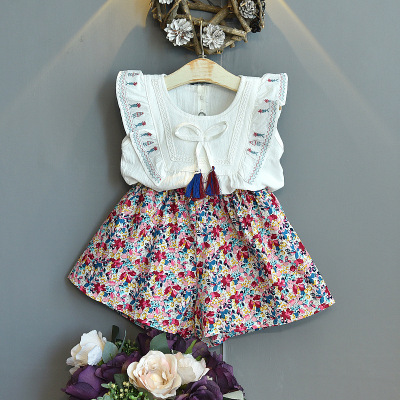 Girls' Suit 2021 New Children's Summer Clothing Summer Fashionable Casual Shorts Little Girl Two Piece Suit